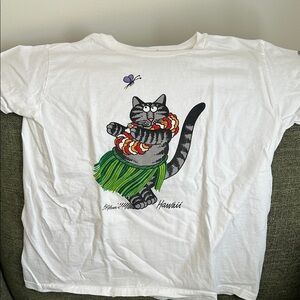 Hawaii Cat Graphic T-Shirt - White